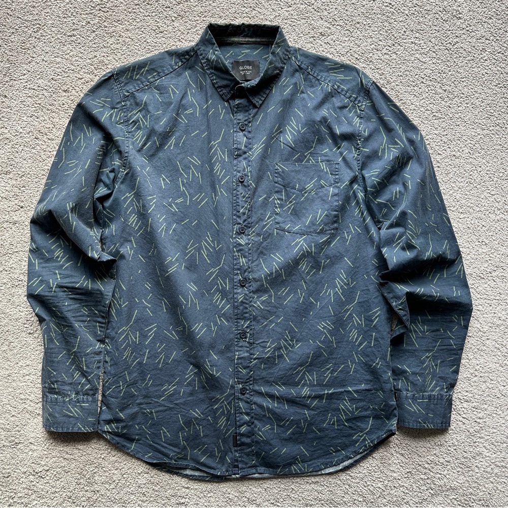 Globe Patterned Long-Sleeve Button Down Shirt - image 1